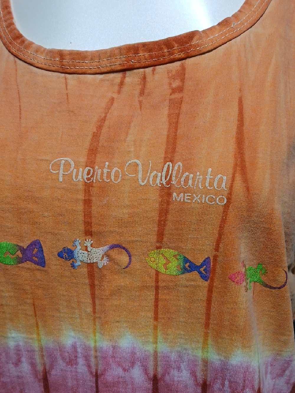 Unisex Neon Beachwear Puerto Vallarta Mexico Tie Dye Tank Top, No Size Tags (L?) - Picture 6 of 12